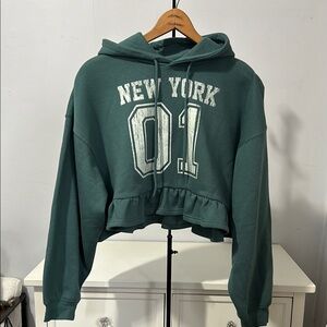 Multicolored Long Sleeve Cropped Hoodie